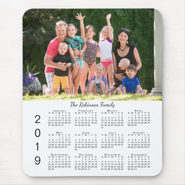 Ditt foto och namn personifierade kalender 2019 musmatta (Framsidan)
