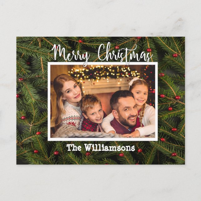 Ditt foto på en bed på Gräs God jul Helg Vykort (Framsida)