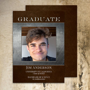 Ditt foto Silver Metall Faux Leather Studenten Meddelande
