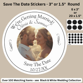 Ditt foto, spara datumet, svart & vit oändlighet runt klistermärke