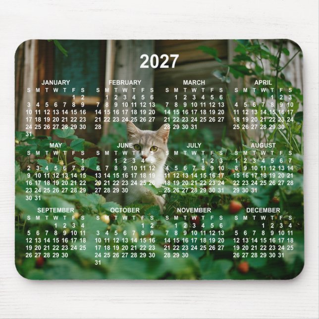 Ditt foto vita siffror 2027 kalender musmatta (Framsidan)