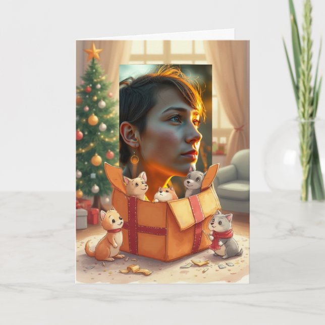 Ditt fotopresent från husdjur Julhälsningskort Kort (Framsida)