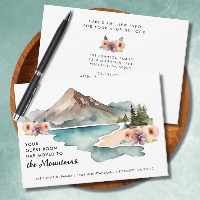Ditt gästrum har Flyttat bergens Flytta Meddelande (Your Guestroom Has Moved to the Mountains Moving Announcement Flat Card)