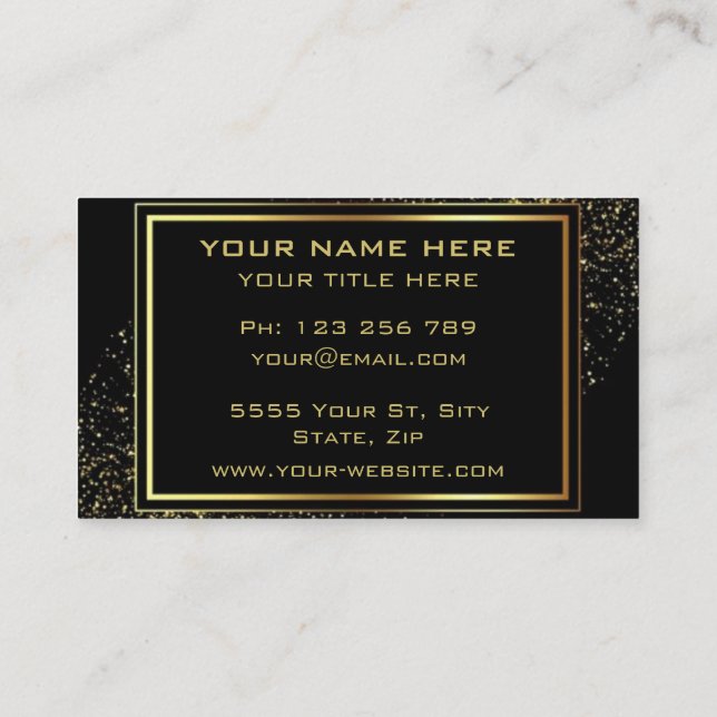 Ditt Guld Black-Affärskort med Golden Text Visitkort (Baksida)