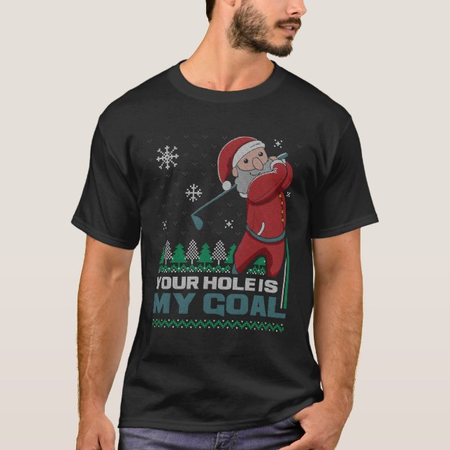 Ditt Hål är min måltavla Jultomten Golf Ugly Chris T Shirt (Framsida)