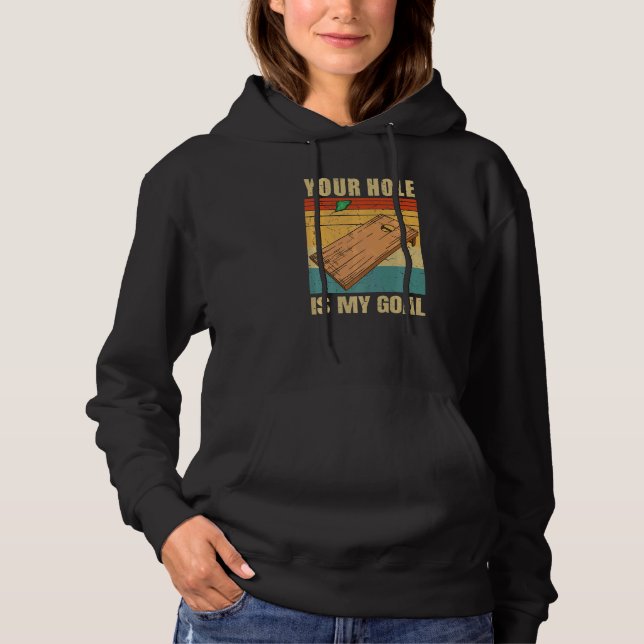 Ditt hål är mitt mål  Cornholebräda Bean Bag kast T Shirt (Framsida)