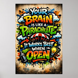 Ditt Hjärna Är Som En Fallskärm Retro Graffiti Poster