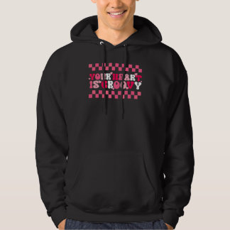 Ditt hjärta är Groovy Rosa Alla hjärtans dags-graf Hoodie