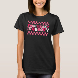Ditt hjärta är Groovy Rosa Alla hjärtans dags-graf T Shirt