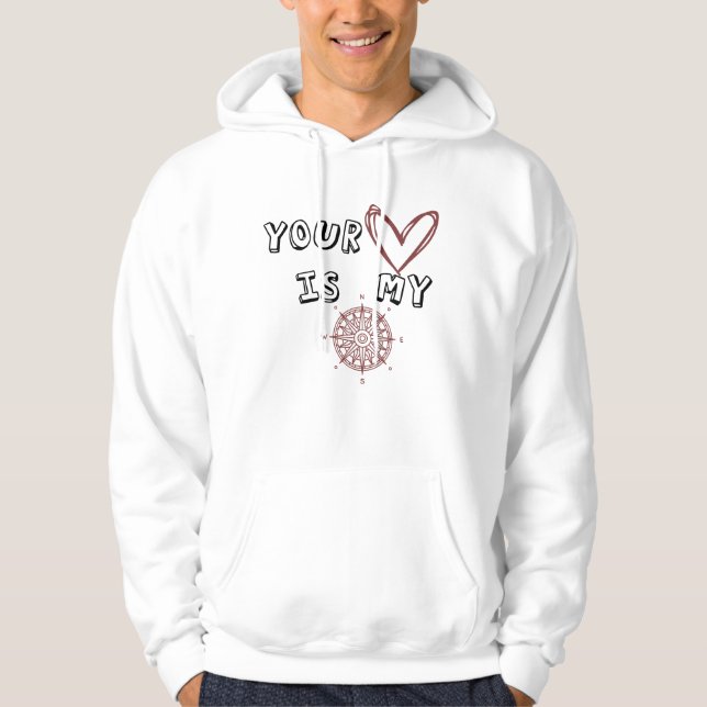 Ditt hjärta är min kompass hoodie (Framsida)