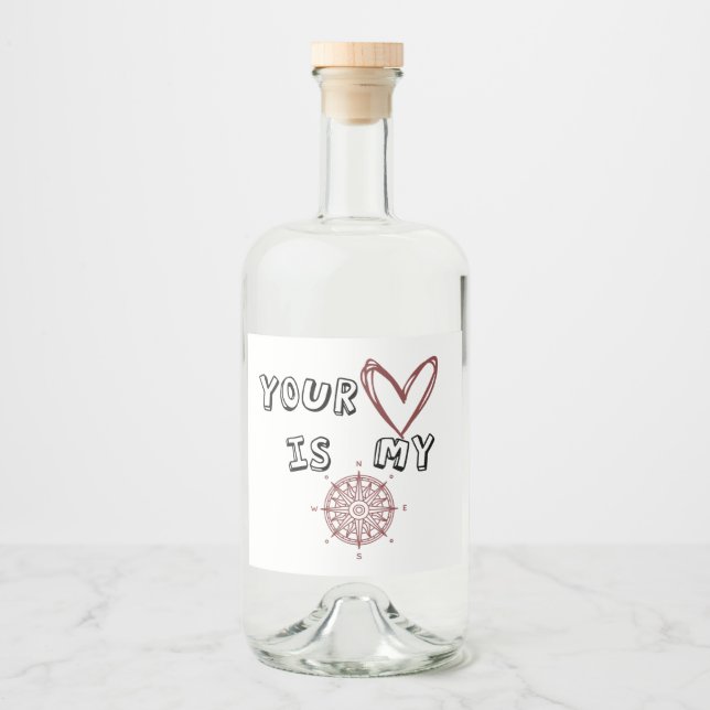 Ditt hjärta är min kompass spritflaskor etikett (Framsida)