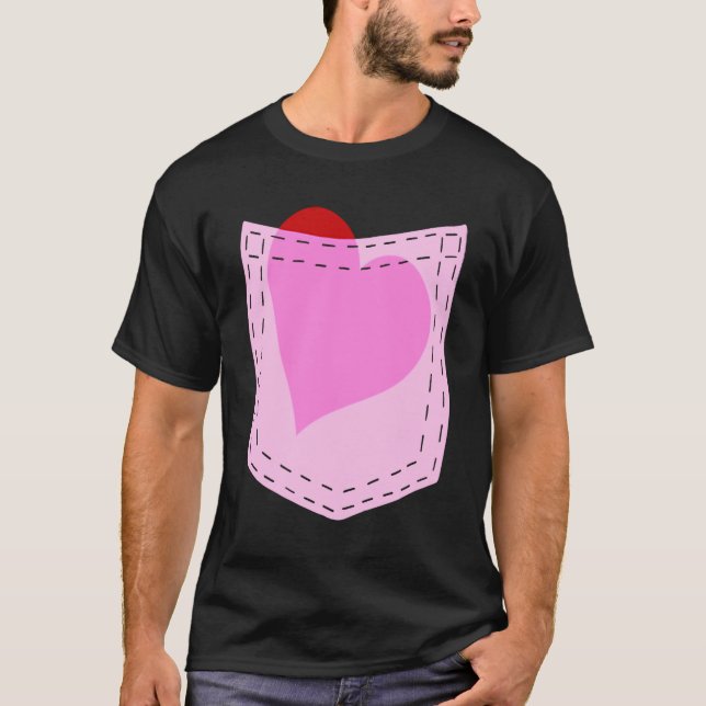Ditt hjärta i min Pocket Cute Valentine Day T Shirt (Framsida)