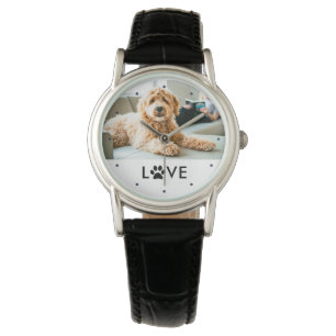 Ditt Hund- eller kattfoto Kärlek med Paw-utskrif Armbandsur
