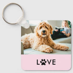 Ditt Hund- eller kattfoto Kärlek med Paw-utskrif Nyckelring