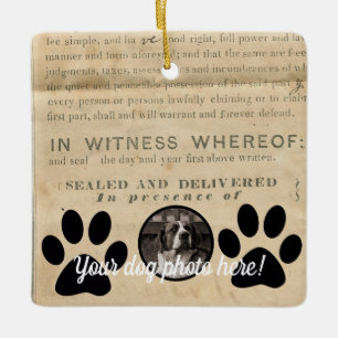 Ditt Hund-foto i Tass 1860 Legal Document Lusnyj Julgransprydnad Keramik