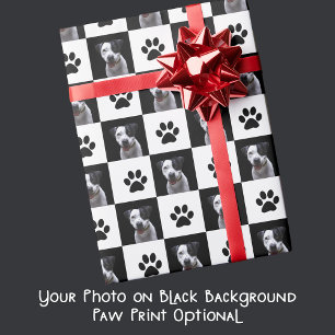Ditt hundfoto och tassavtryck i rutig stil presentpapper