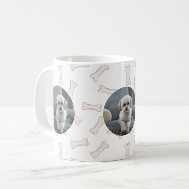 Ditt hundfoto tre ramar hundben-tema kaffemugg (Framsida vänster)