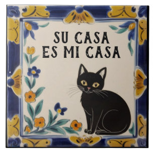 Ditt hus är mitt hus - Rolig spansk katt-humor Kakelplatta