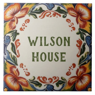 Ditt hus Namn Plate Hawaii Blommigt Plaque Kakelplatta