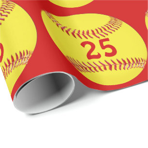 Ditt JERSEY-NUMMER, FÄRGER Softball Wrappar Pappr Presentpapper