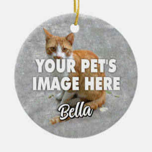 Ditt kattfoto julgransprydnad keramik