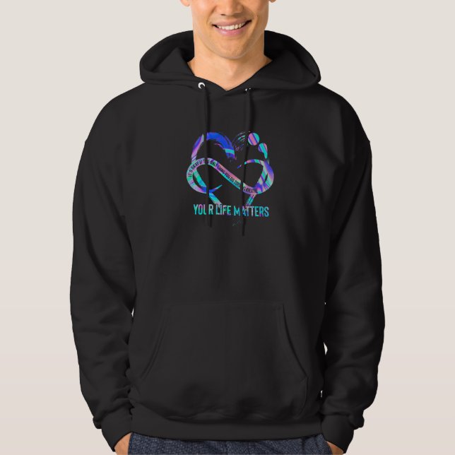Ditt liv betyder självmordsförebyggande medvetande hoodie (Framsida)