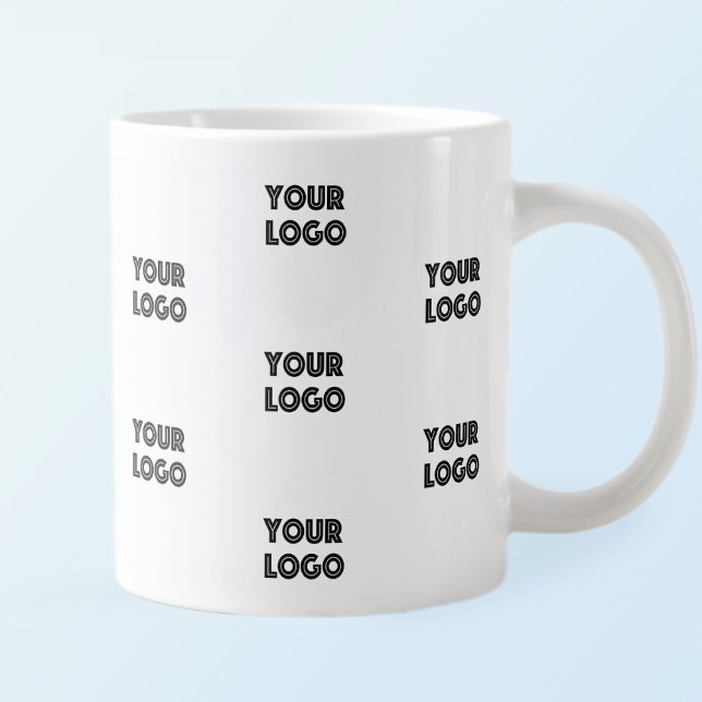 Ditt logotyp enkelt upprepande logotyp | Vit Jumbo Mugg (Skapare uppladdad)