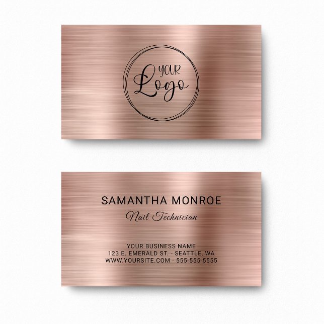 Ditt Logotyp Falskt Rosa Guld Folie Visitkort (Your Logo Faux Rose Gold Foil Business Card)