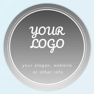Ditt logotyp & redigerbar text Mörkgrå gradient Runt Klistermärke