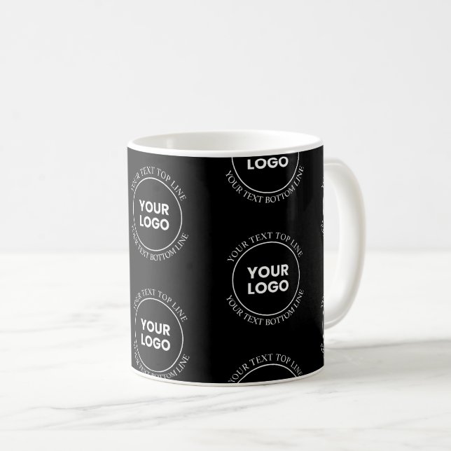 Ditt logotyp & redigerbar text | Upprepad mönster  Kaffemugg (Framsida höger)