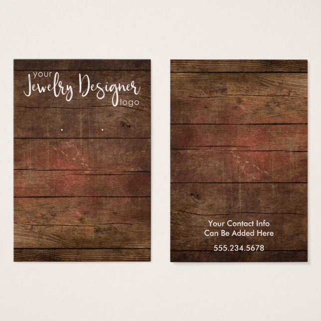 Ditt Logotyp Rustic Wood Earring Holder Card Visitkort (Framsida & baksida)
