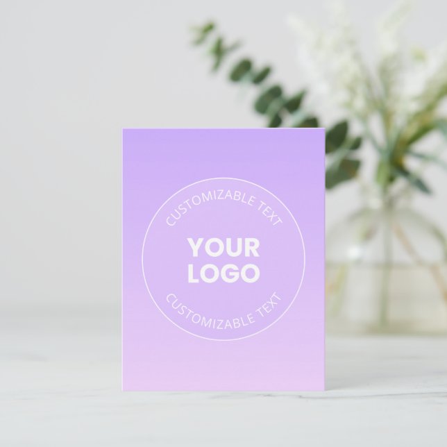 Ditt logotyp | Subtil Lavendel Ombre Gradient Anteckningskort (Stående Fram)