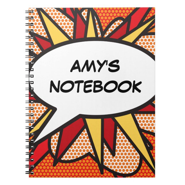 Ditt Meddelande Pratbubbla Kul Retro Tecknad Serie Anteckningsbok (Framsidan)