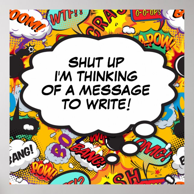 Ditt Meddelande Tänk Bubbla Kul Retro Serietidning Poster (Framsidan)