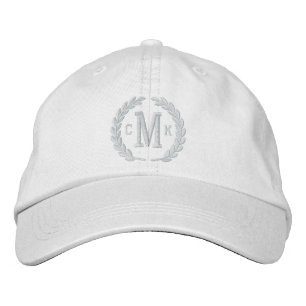 Ditt Monogram 3-Brev och Laurels-broderier Broderad Keps