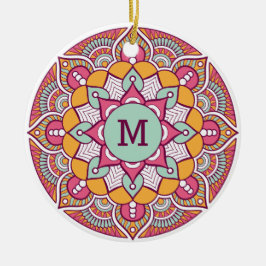 DITT monogram-anpassningsbar Boho-ornament Julgransprydnad Keramik