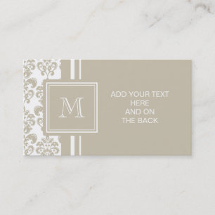 Ditt monogram, Beige Damm Pattern 2 Visitkort