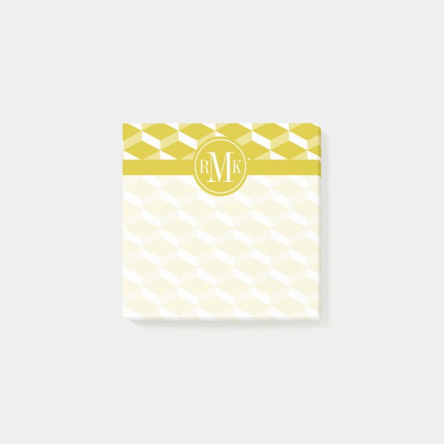 Ditt monogram | Golden Geometric Mönster Post-it Block (Framsida)