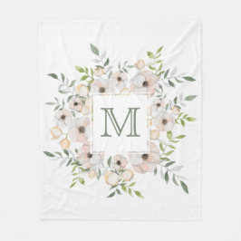 Ditt monogram i en blomster ram filtbäddar fleecefilt