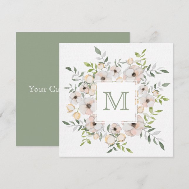Ditt Monogram i en Flower Ram anpassningsbar-inbju Inbjudningar (Fram/baksida)