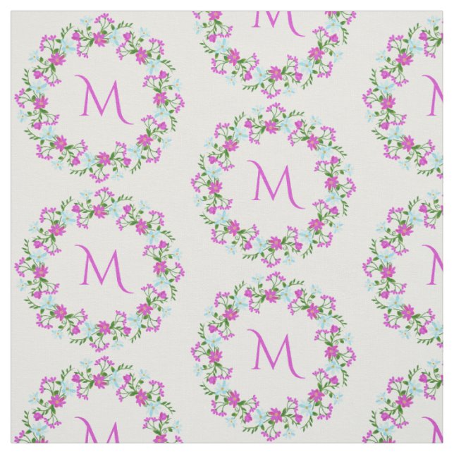 Ditt Monogram i en Flower Ram anpassningsbar-väv Tyg (Provkarta)