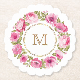 Ditt Monogram i ett blommande Ram pappra underlägg