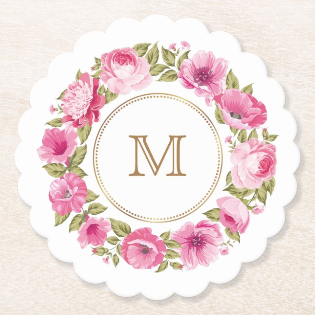 Ditt Monogram i ett blommande Ram pappra underlägg (Framsida)