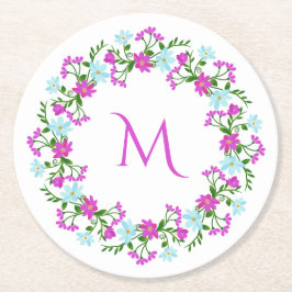 Ditt Monogram i ett blommande Ram pappra underlägg