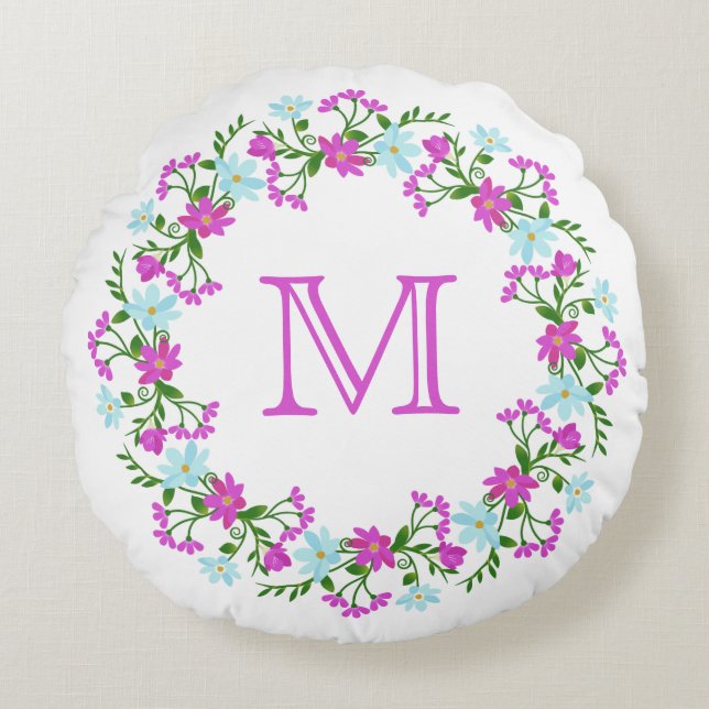 Ditt Monogram i Flower Ram dekorativ kudde (Framsidan)