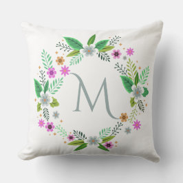 Ditt Monogram i Flower Ram dekorativ kudde