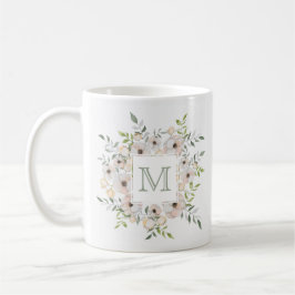 Ditt Monogram i Flower Ram Kaffemugg