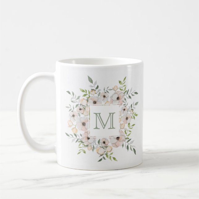 Ditt Monogram i Flower Ram Kaffemugg (Vänster)