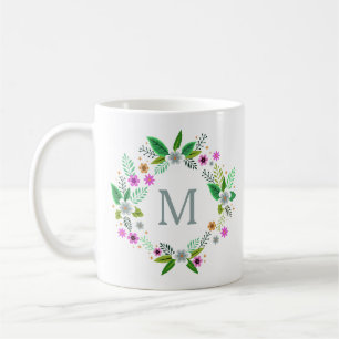 Ditt Monogram i Flower Ram Kaffemugg