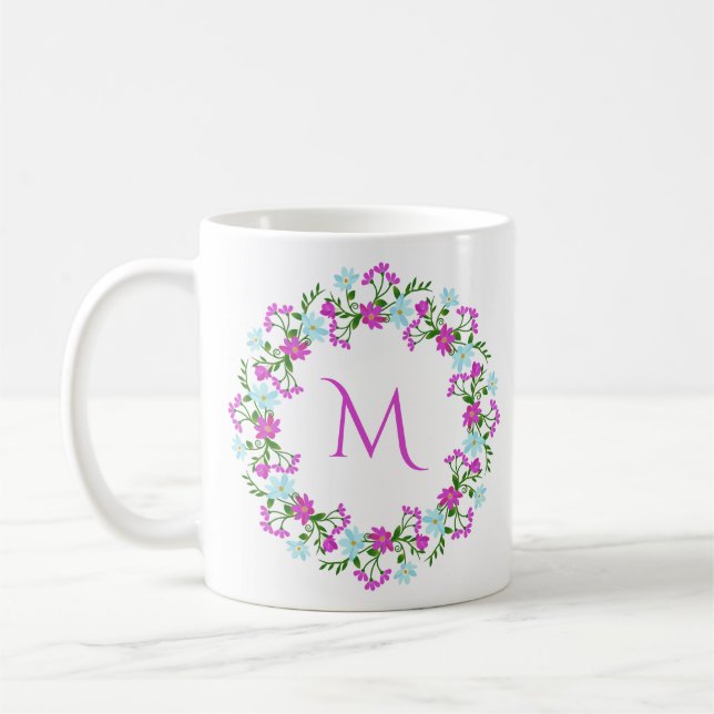 Ditt Monogram i Flower Ram Kaffemugg (Vänster)